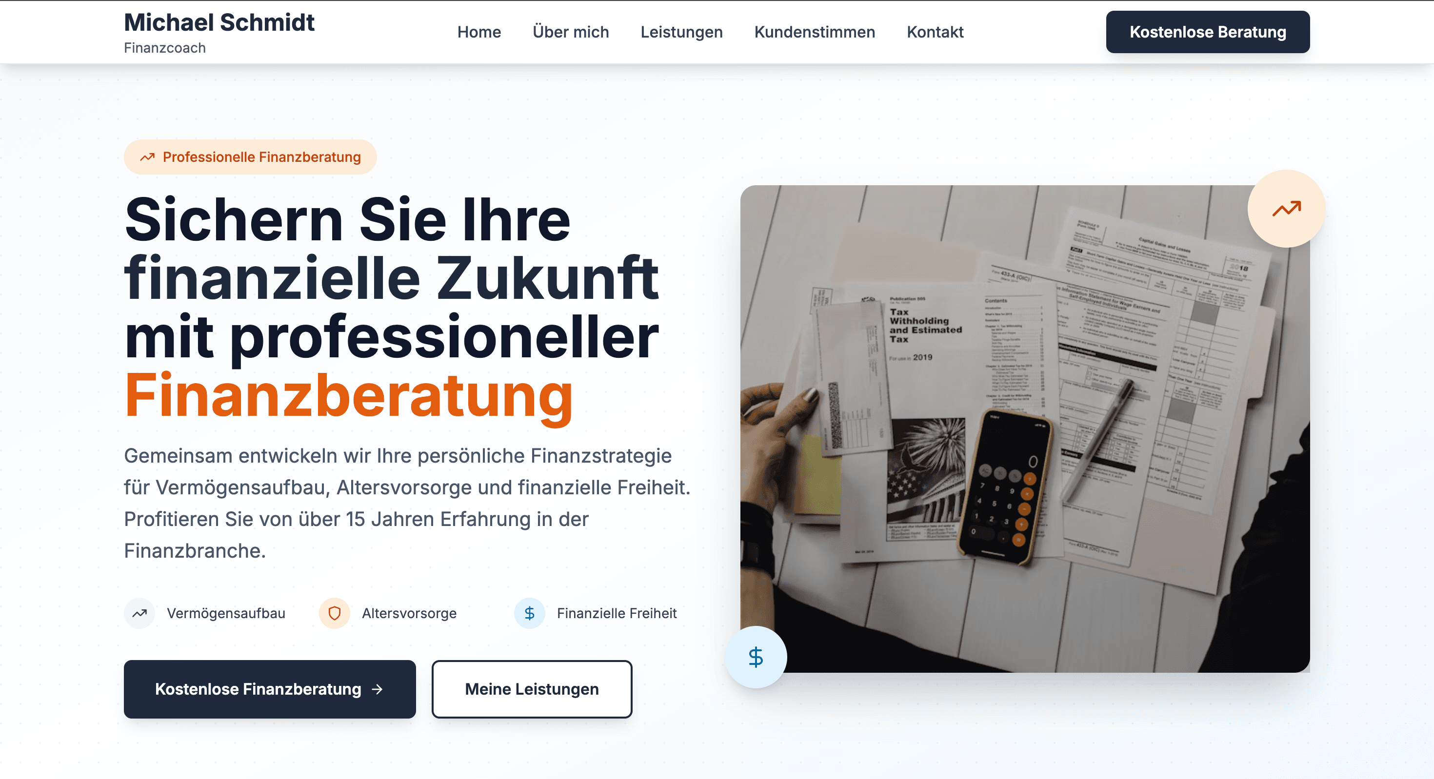 Screenshot Finanz Coach Website